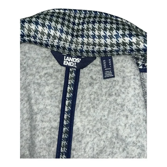 Lands' End Green and Blue Houndstooth Blazer Classic Notched Lapel - Picture 9 of 13